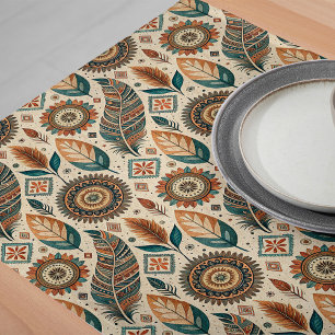 Boho Ethnic Tribal Table Runner in Earthy Tones Großer Tischläufer