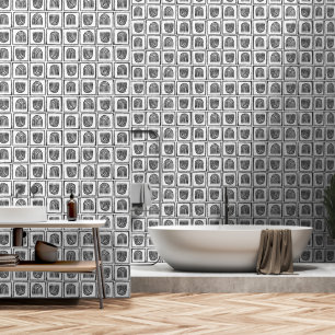 Boho Ethnic Wallpaper - Schwarz-Weiß-Wanddekor Tapete