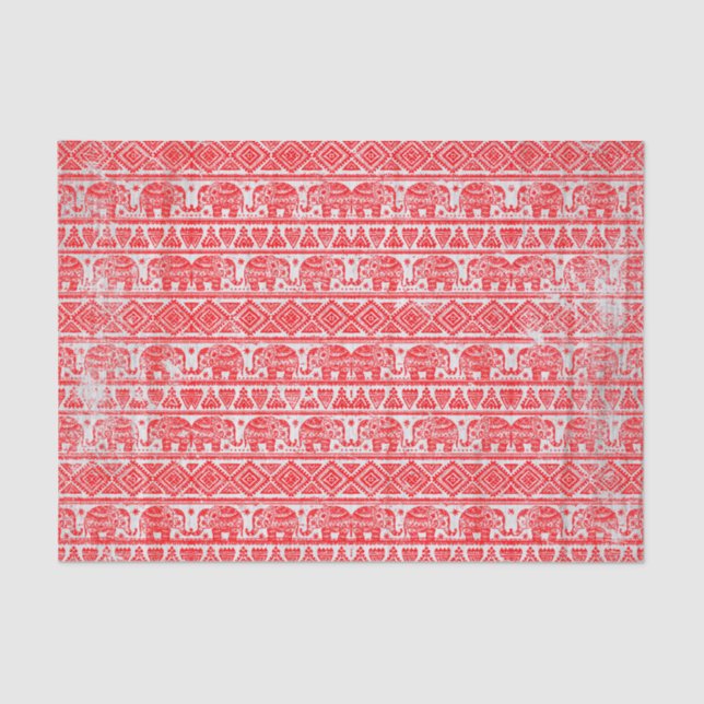 Boho ethnisches Elefantmuster Seidenpapier (Vorderseite)