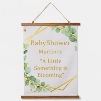 Boho Eucalyptus and Gold Baby Shower Backdrop Tape Wandteppich Mit Holzrahmen
