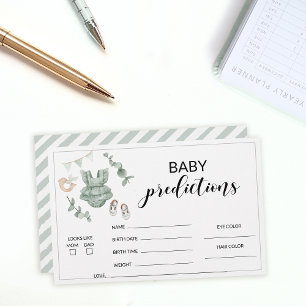 Boho eucalyptus baby shower prédictions papeterie