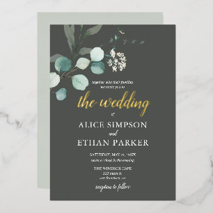 Boho Eucalyptus Blätter Wedding Foil Einladung