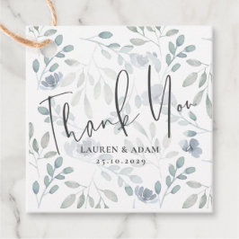 Boho Eucalyptus Chic Dusty Blue Pattern Wedding Geschenkanhänger