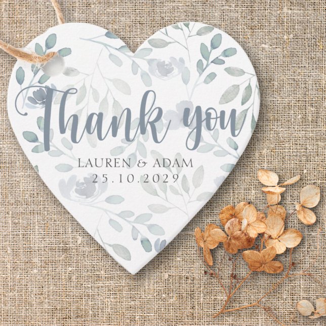 Boho Eucalyptus Chic Dusty Blue Pattern Wedding Geschenkanhänger (Von Creator hochgeladen)