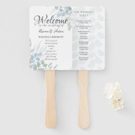 Boho Eucalyptus Dusty Blue Wedding Program Fächer