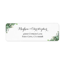 Boho Eucalyptus Leaf Wedding Return Address Label
