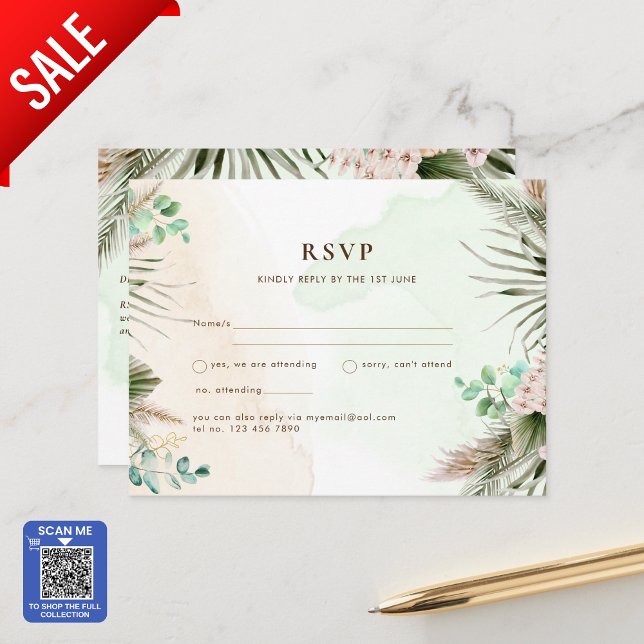 BOHO Eucalyptus Pampas Grass Greenery Wedding Postkarte (SHOP THE FULL PAMPAS GREENERY COLLECTION)