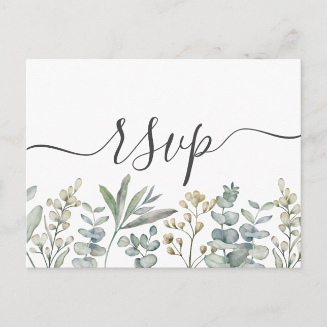 Boho Eucalyptus Sage Green & White UAWG Einladung (Vorderseite)