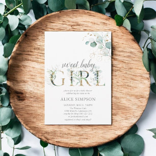 Boho Eucalyptus Verlasse Baby Girl Shower Einladun Einladung
