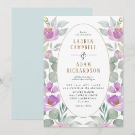 Boho Eucalyptus Watercolor Green Pink Wedding Einladung
