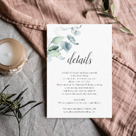 Boho Eukalyptus-Blätter Hochzeitdetails Begleitkarte