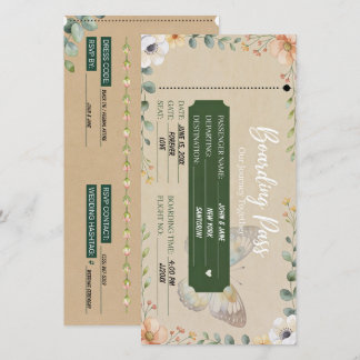 Boho-Eukalyptus-Blumen-Boarding-Pass-Hochzeits-Ein Save The Date