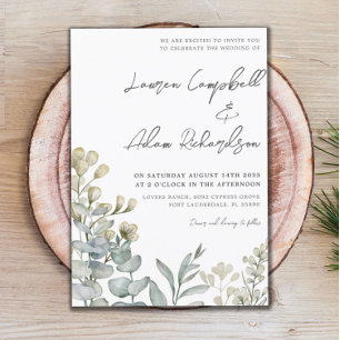 Boho-Eukalyptus-Grün-Botanische-Hochzeit Einladung