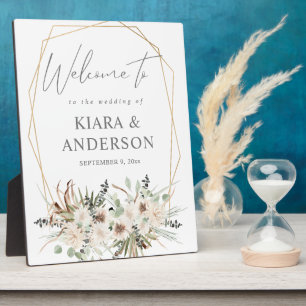Boho Eukalyptus, Palm Beige Blumen Willkommensplat Fotoplatte