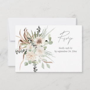 Boho Eukalyptus Palm Leaf & Beige Floral mit Mahlz RSVP Karte