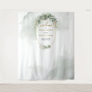 Boho eukalyptus und Gold-Brautparty-Hintergrund Wandteppich