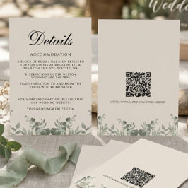 Boho-Eukalyptusblätter mit QR-Hochzeitsdetails Kar Dankeskarte