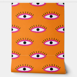 BOHO Evil Eye Muster Burnt Orange Retro Funky Tapete