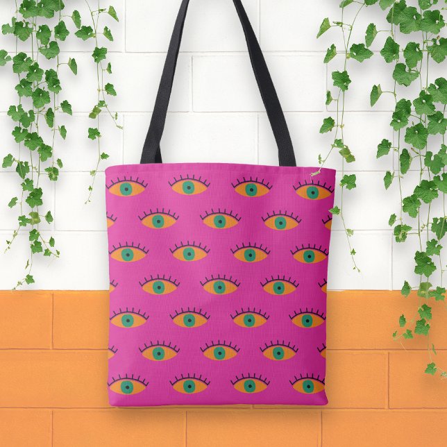 BOHO Evil Eye Pattern Funky Fuchsia Fun Tasche (Von Creator hochgeladen)