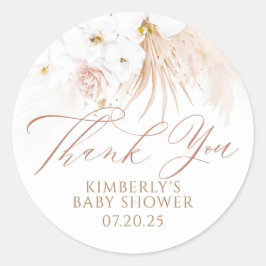 Boho Exotische Blumen Hochzeit Danke Runder Aufkleber