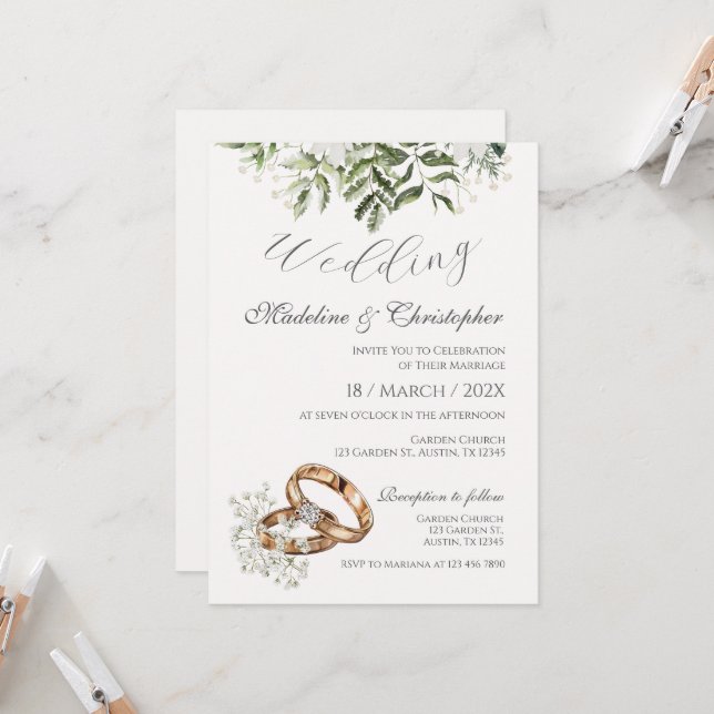 Boho Faire-part de mariage (Devant/Arrière en situation)