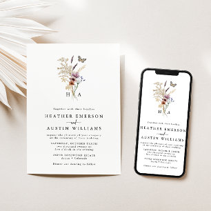 Boho Faire-part de mariage monogramme