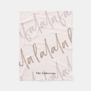 Boho Falala Script Pink & Brown Fleecedecke