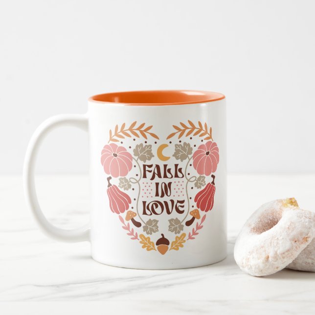 Boho Fall Autumn Zitat Zweifarbige Tasse (Mit Donut)