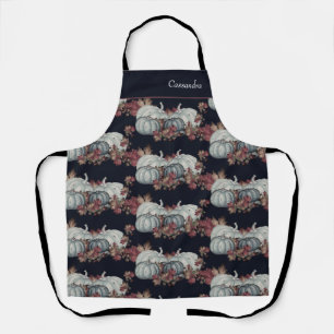 Boho Fall Blue Navy Wasserfarbe Pumpkin Herbst Schürze