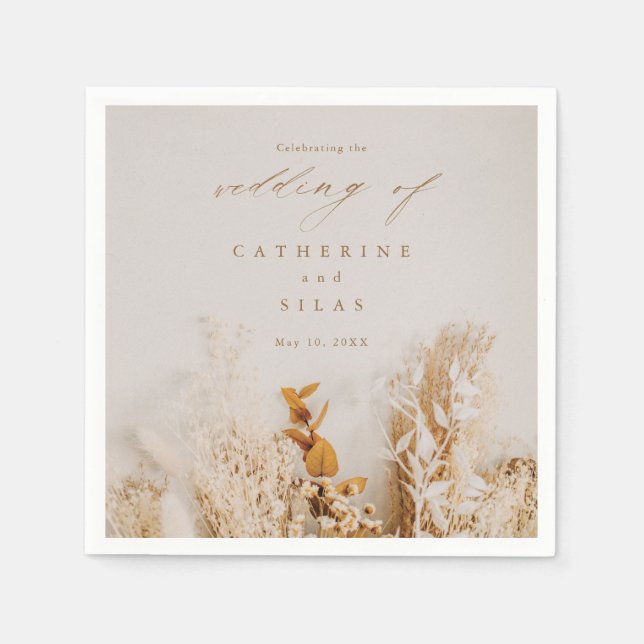 Boho Fall Blume Hochzeit Serviette (Vorderseite)