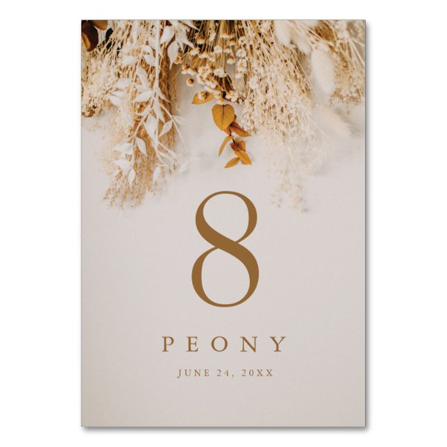 Boho Fall Blume Hochzeit Tischnummer (Vorderseite)