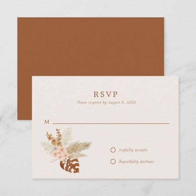 Boho Fall Blume Rustikale Hochzeit im Freien RSVP Karte (Vorne/Hinten)