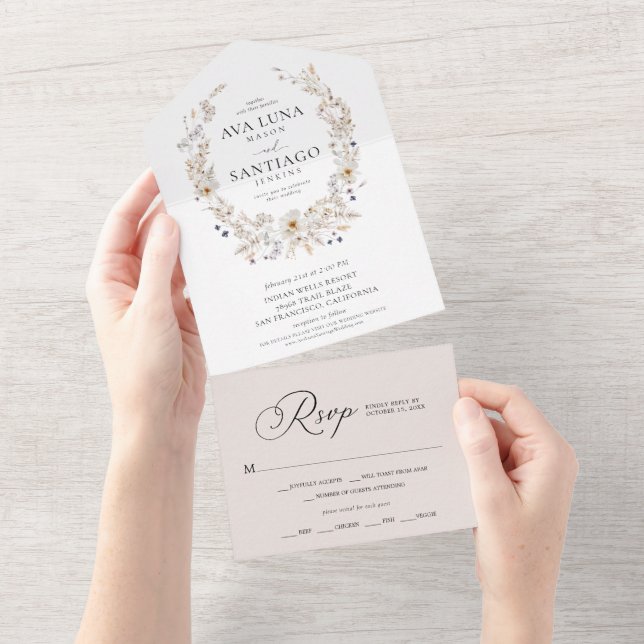 Boho Fall Botanical All in One Wedite Einladung (Abreißen)