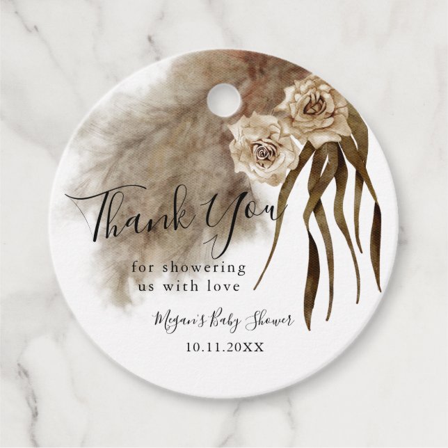 Boho Fall Botanicals Babydusche Geschenkanhänger (Vorderseite)