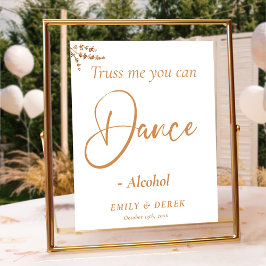 Boho Fall Burnt Orange Wedding Bar Sign Poster