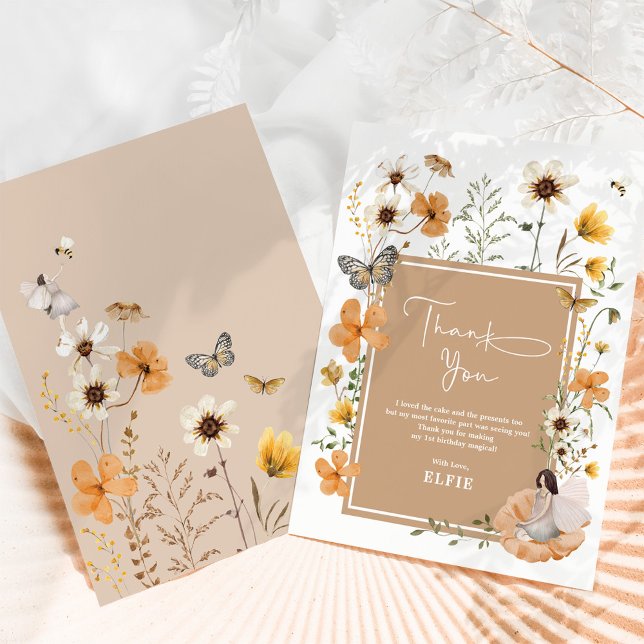 Boho Fall Fairy Wildblume Garden Girl Dankeskarte (Von Creator hochgeladen)