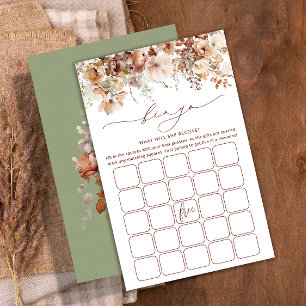 Boho Fall Floral Baby Bingo Carte de jeu