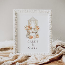 Boho Fall Floral Baby Duschkarten und Geschenkschi Poster