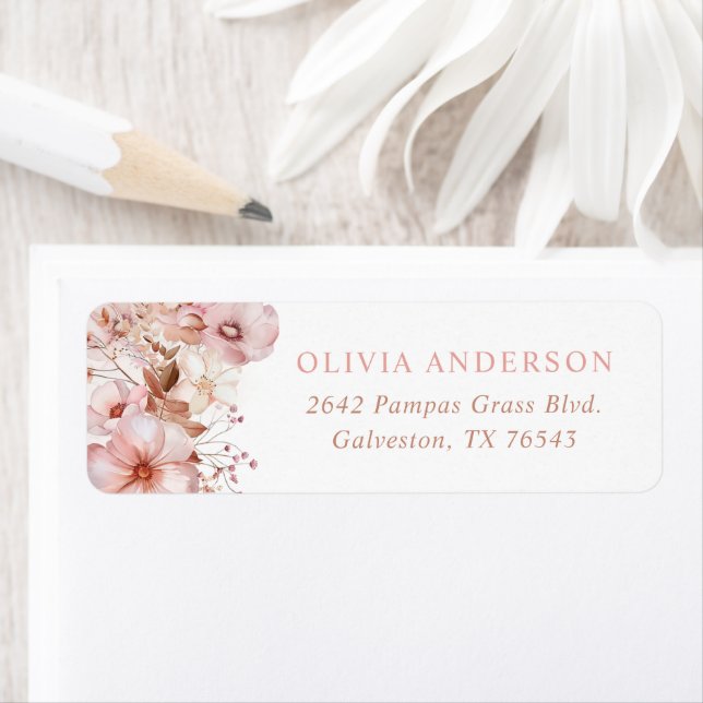 Boho Fall Floral Baby Shower Return Address Label (Insitu)