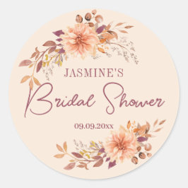 Boho Fall Floral Brautparty Bevorzugung Runder Aufkleber