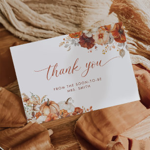 Boho Fall Floral Brautparty Danke Karte