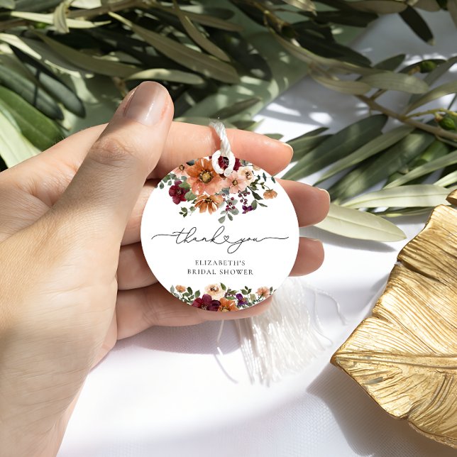 Boho Fall Floral Brautparty Vielen Dank Geschenkanhänger (Von Creator hochgeladen)