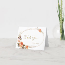 Boho Fall Floral Burnt Orange Wedding Dankeskarte