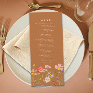 Boho Fall Floral Burnt Orange Wedding Menükarte