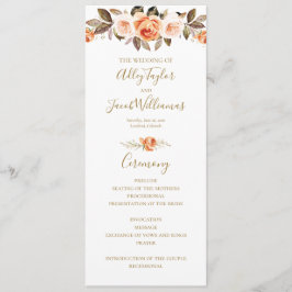 Boho Fall Floral Burnt Orange Wedding Program Programm