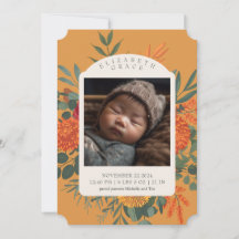 Boho Fall Floral Foto Geburtserklärung