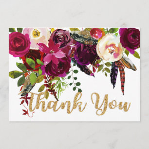 Boho Fall Floral Or Merci moderne