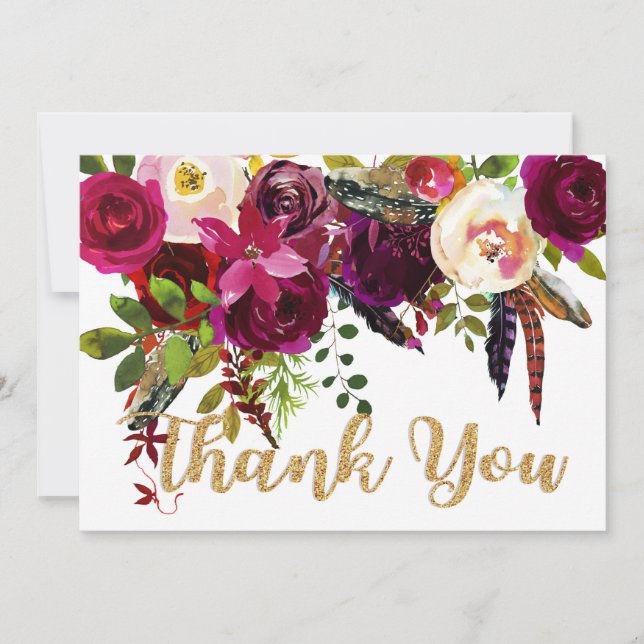 Boho Fall Floral Or Merci moderne (Devant)