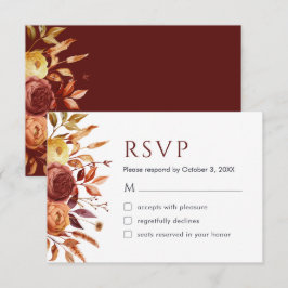 Boho Fall Floral Rustikale Blume Foliage RSVP Kart Dankeskarte
