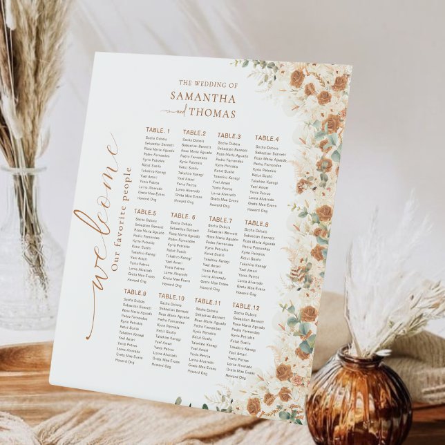 Boho Fall Floral Wedding Chart Sign Sockelschild (Von Creator hochgeladen)